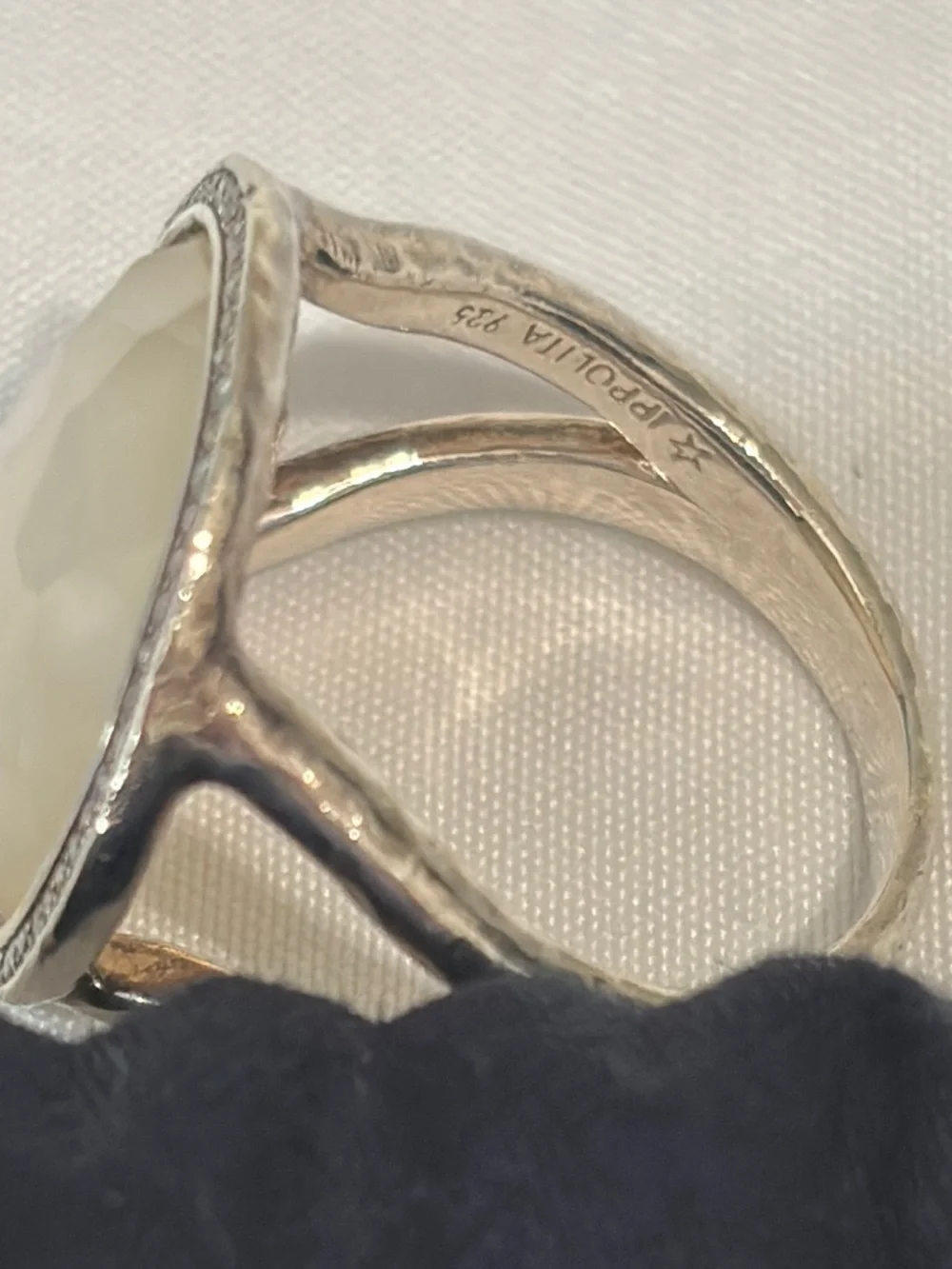 Ippolita Lollipop Mother of Pearl/Quartz Doublet Ring W/Pavé Diamond Bezel 8.5 - Picture 8 of 9